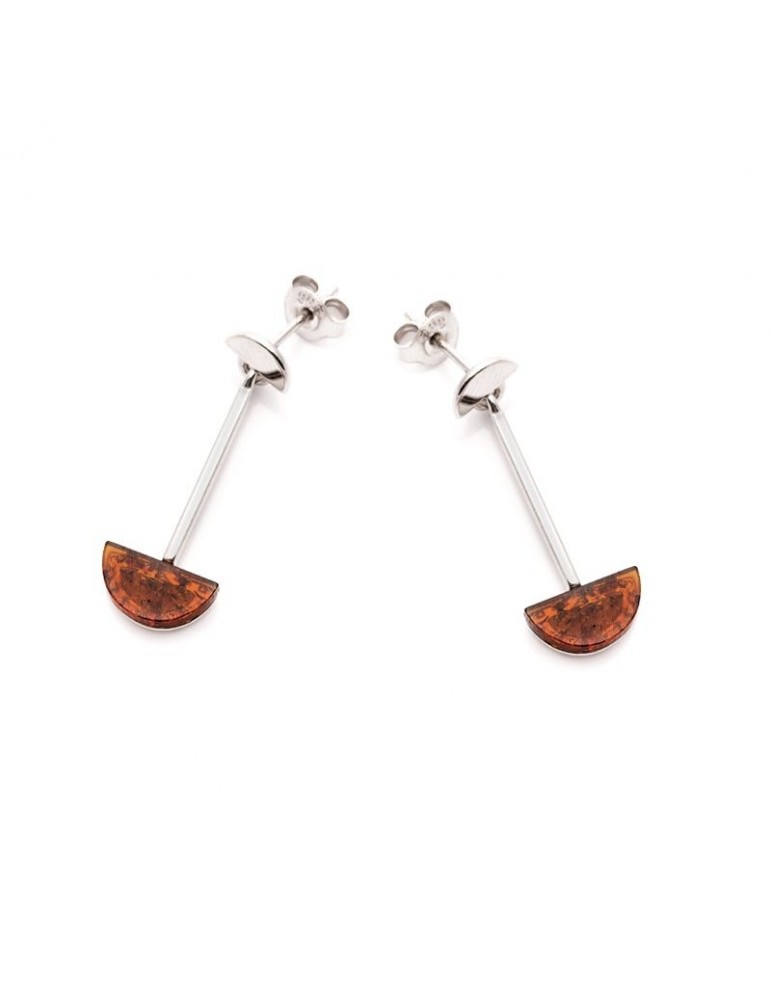 la maison de l'ambre BO ARGENT RHODIE AMBRE COGNAC