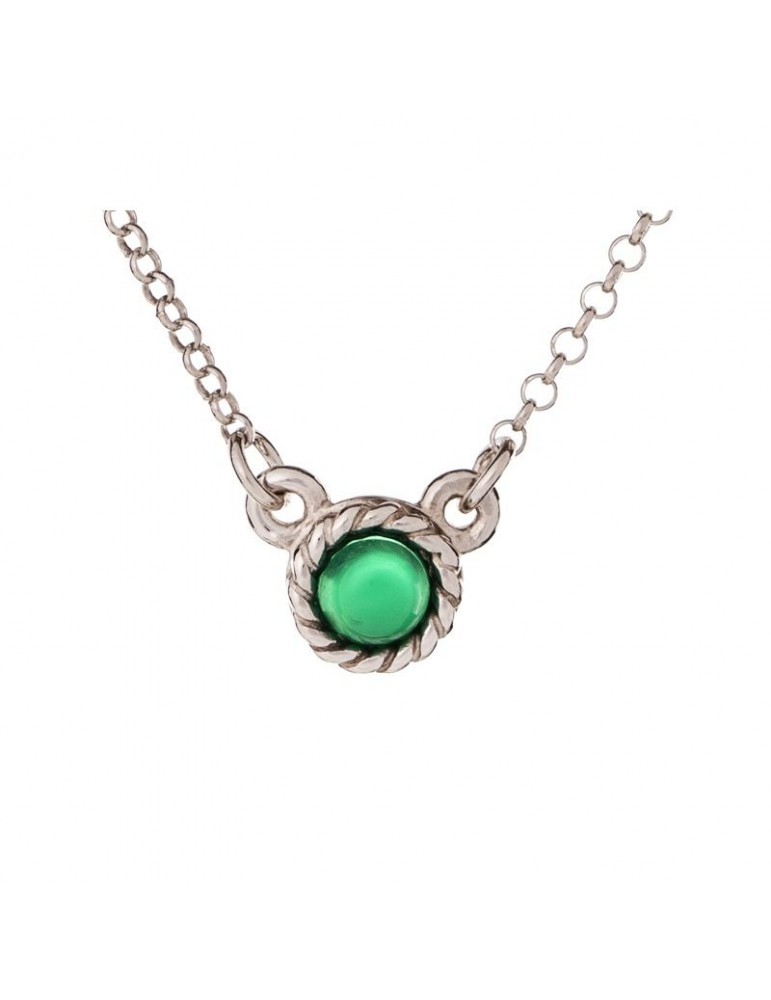 la maison de l'ambre COLLIER ARGENT AGATE VERTE