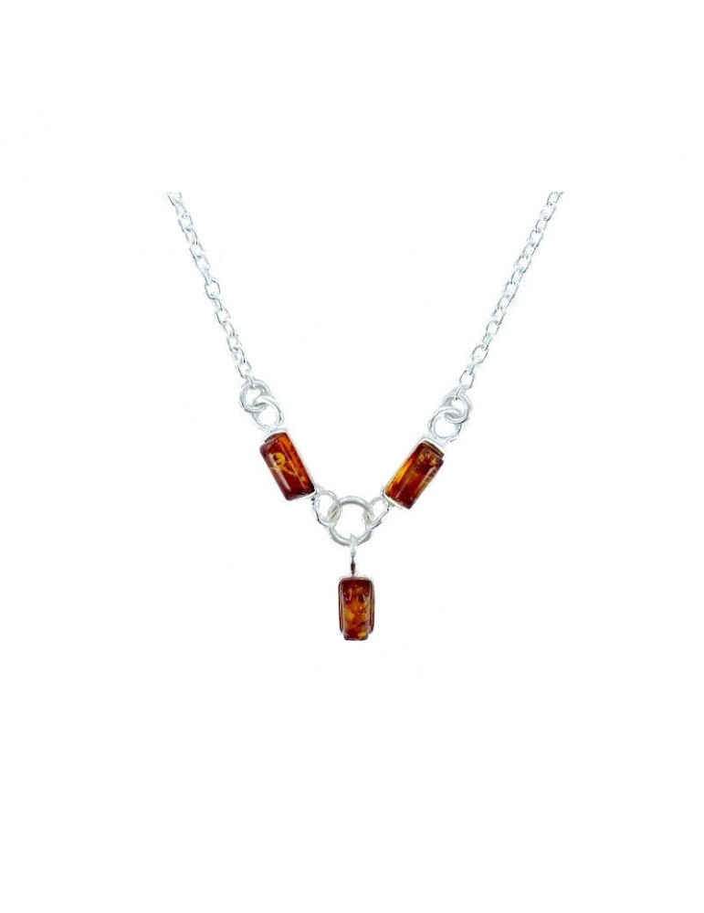 la maison de l'ambre Collier argent Ambre 42+3cm