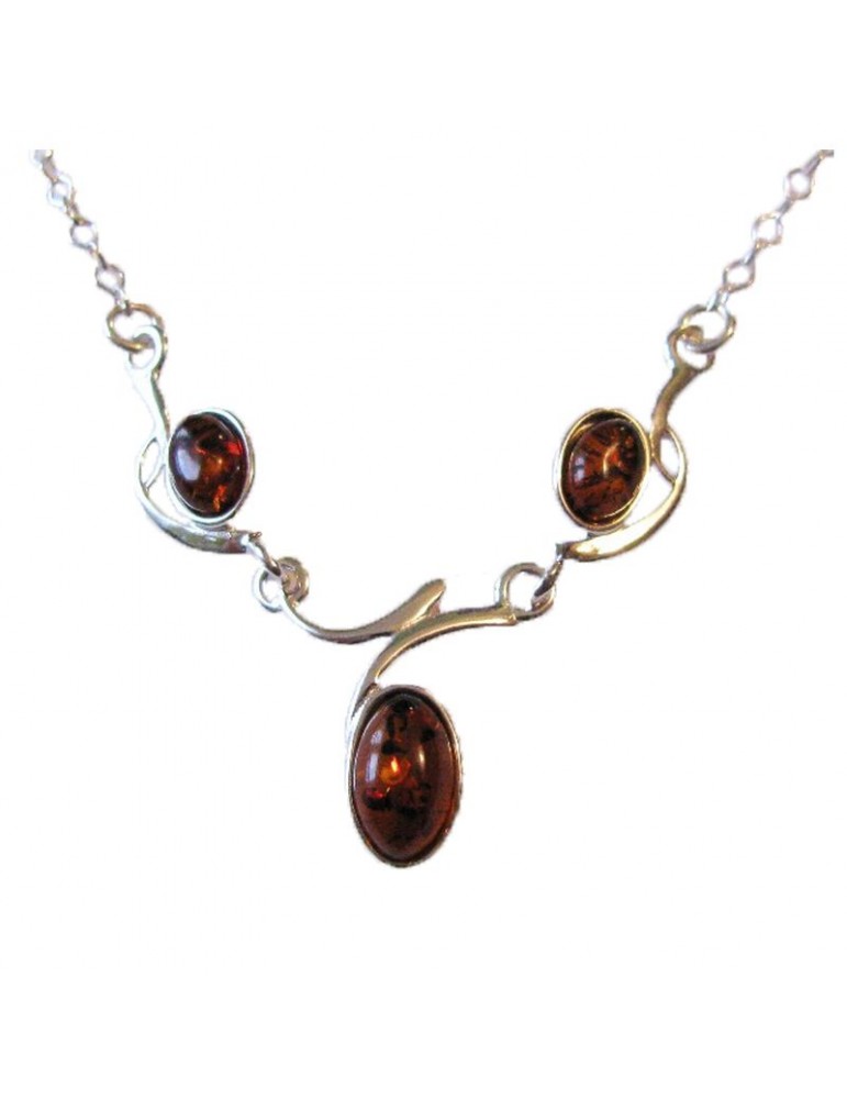 la maison de l'ambre Collier argent Ambre 42+3cm