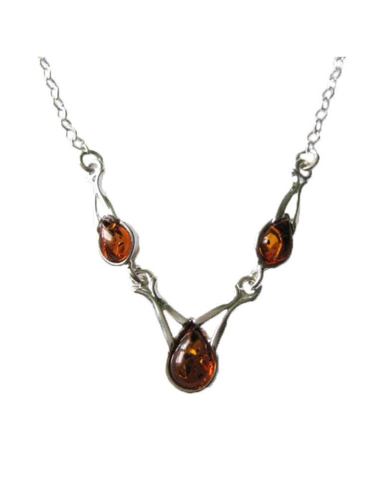 la maison de l'ambre Collier argent Ambre 42+3cm