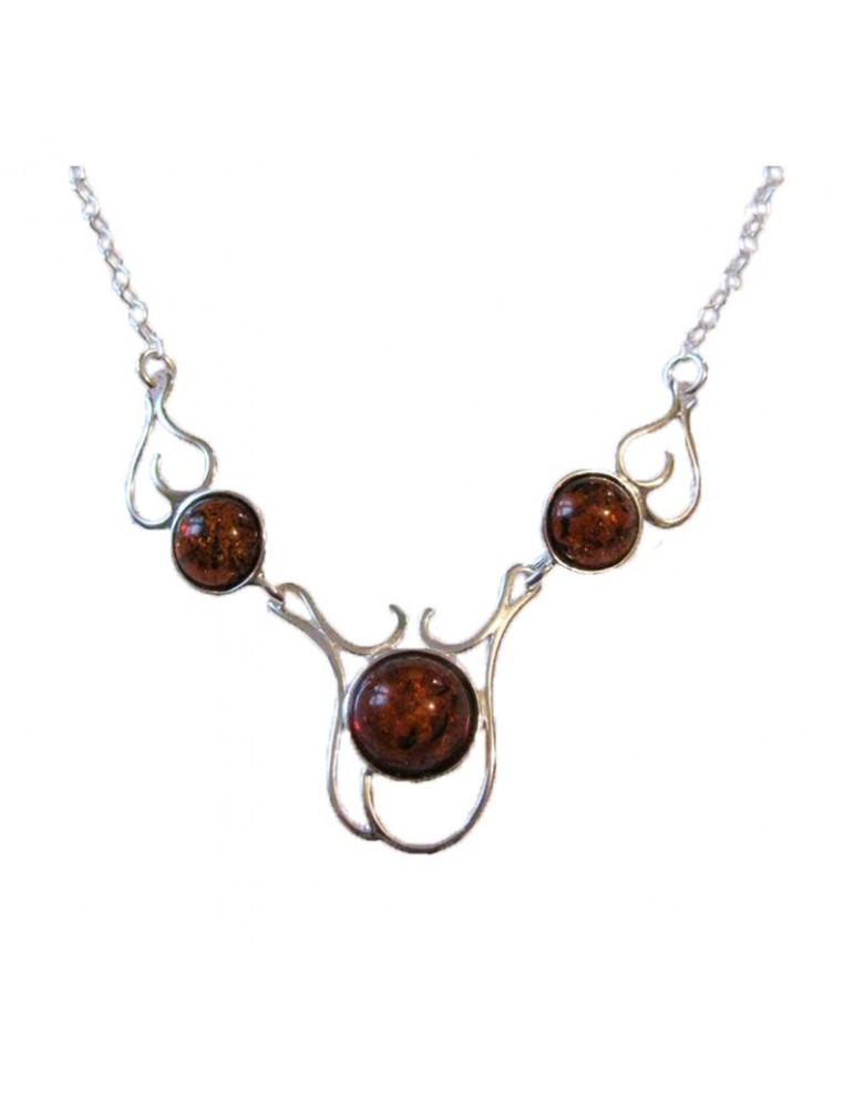 la maison de l'ambre Collier argent Ambre 42+3cm