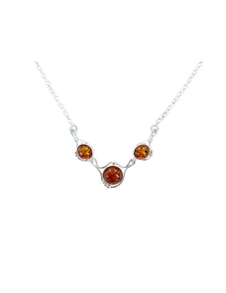 la maison de l'ambre Collier argent Ambre 42+3cm