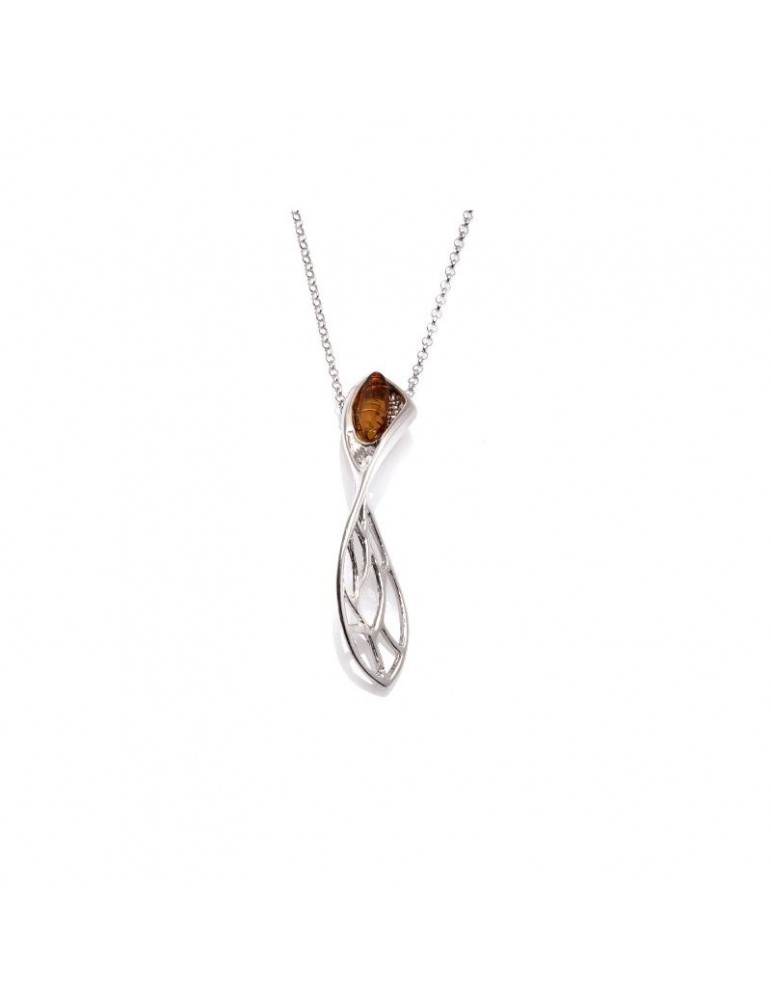 la maison de l'ambre Collier argent Ambre 42+3cm