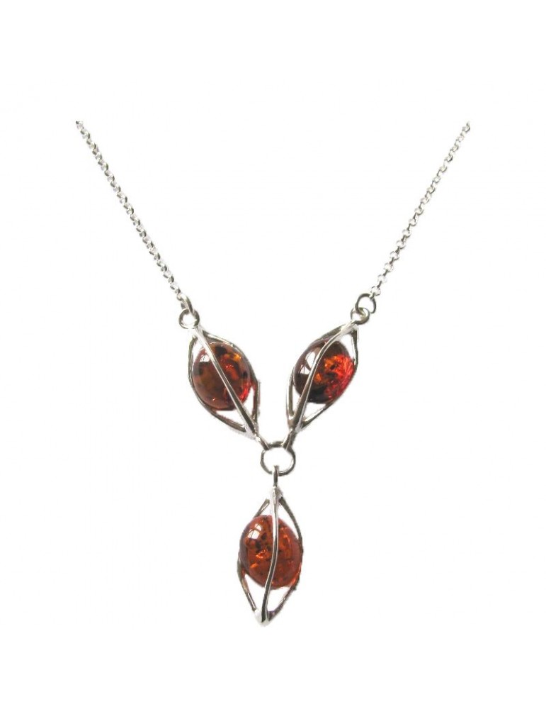 la maison de l'ambre Collier argent Ambre 42+3cm