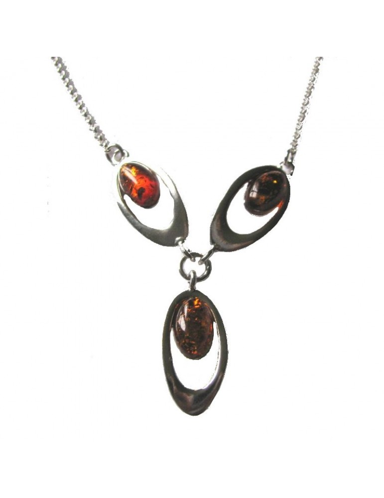la maison de l'ambre Collier argent Ambre 42+3cm