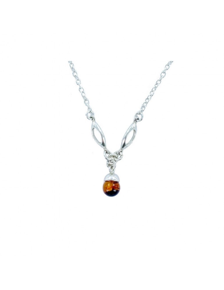 la maison de l'ambre Collier argent Ambre 42+3cm