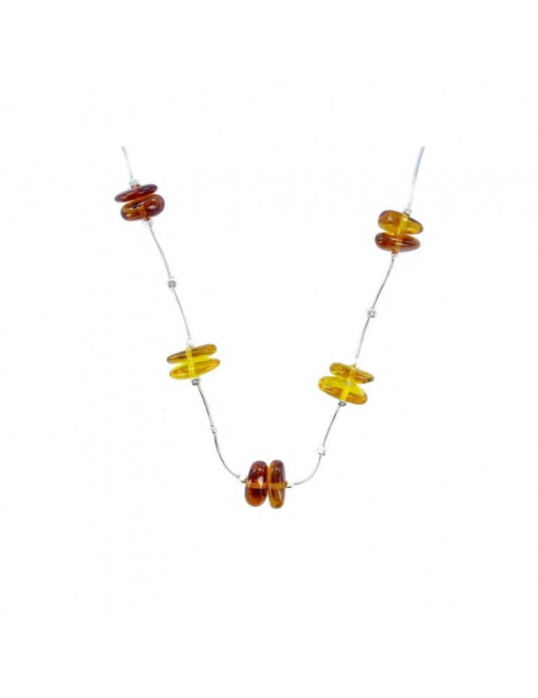 la maison de l'ambre Collier argent Ambre 42+4cm