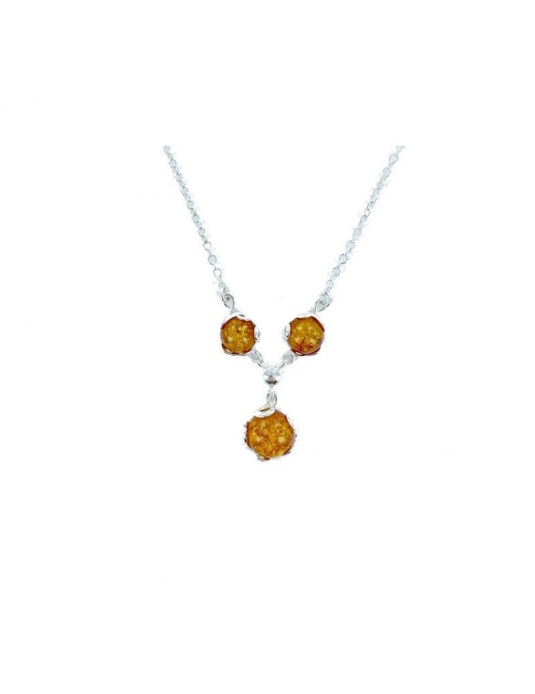 la maison de l'ambre Collier argent Ambre 43+4cm