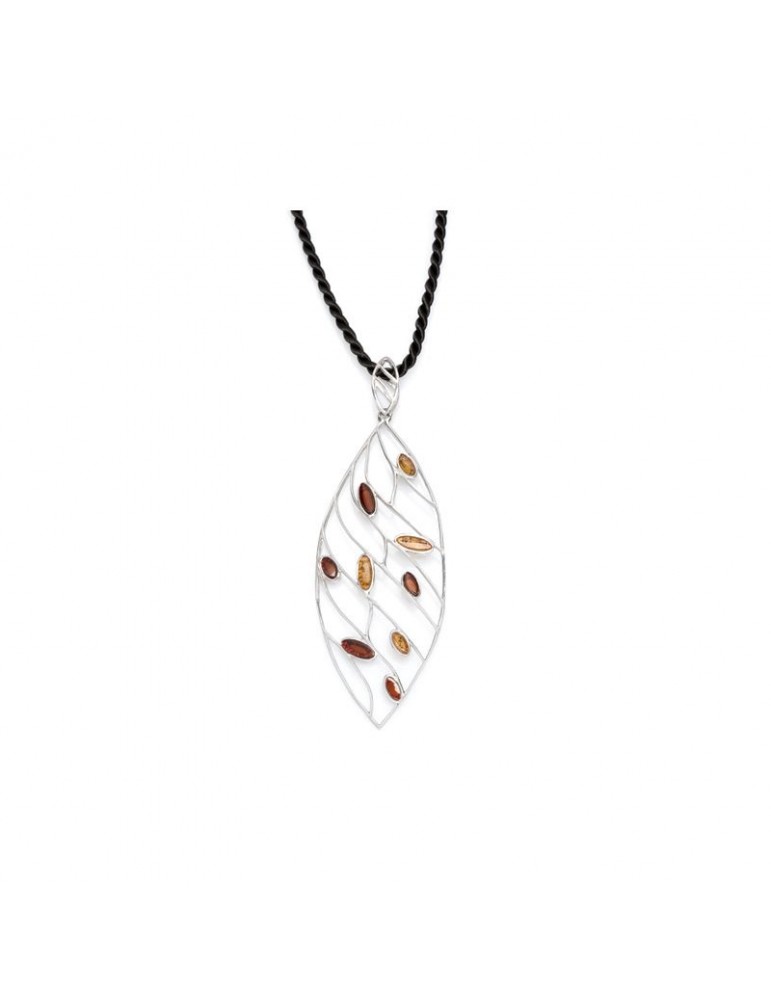 la maison de l'ambre Collier argent Ambre 45+3cm