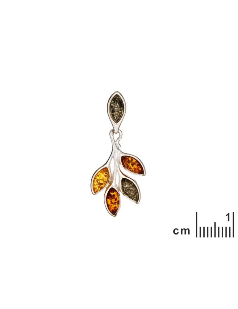 La Maison De L'ambre PENDENTIF ARGENT RHODIE AMBRE