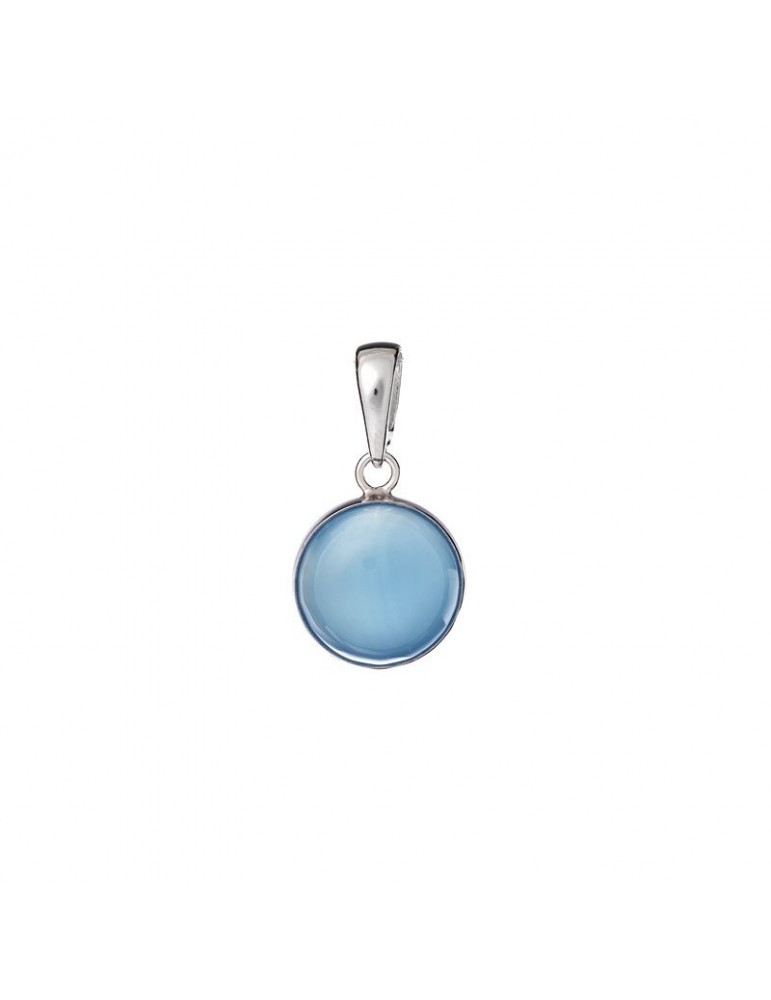 la maison de l'ambre PENDENTIF AGATE BLEUE ARGENT RHODIE