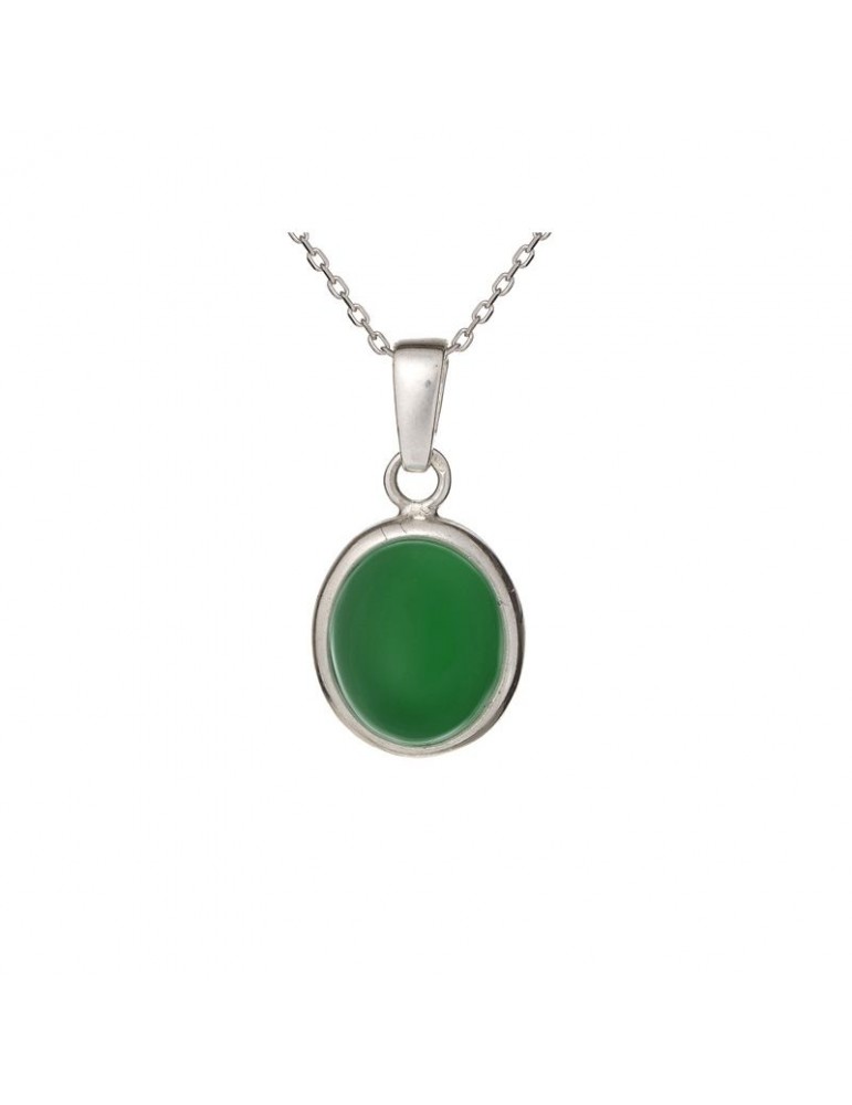la maison de l'ambre PENDENTIF AGATE VERTE ARGENT RHODIE