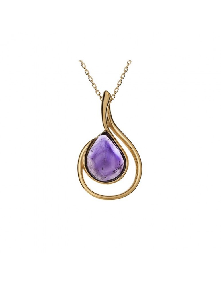 la maison de l'ambre PENDENTIF AMETHYSTE ARGENT DORE