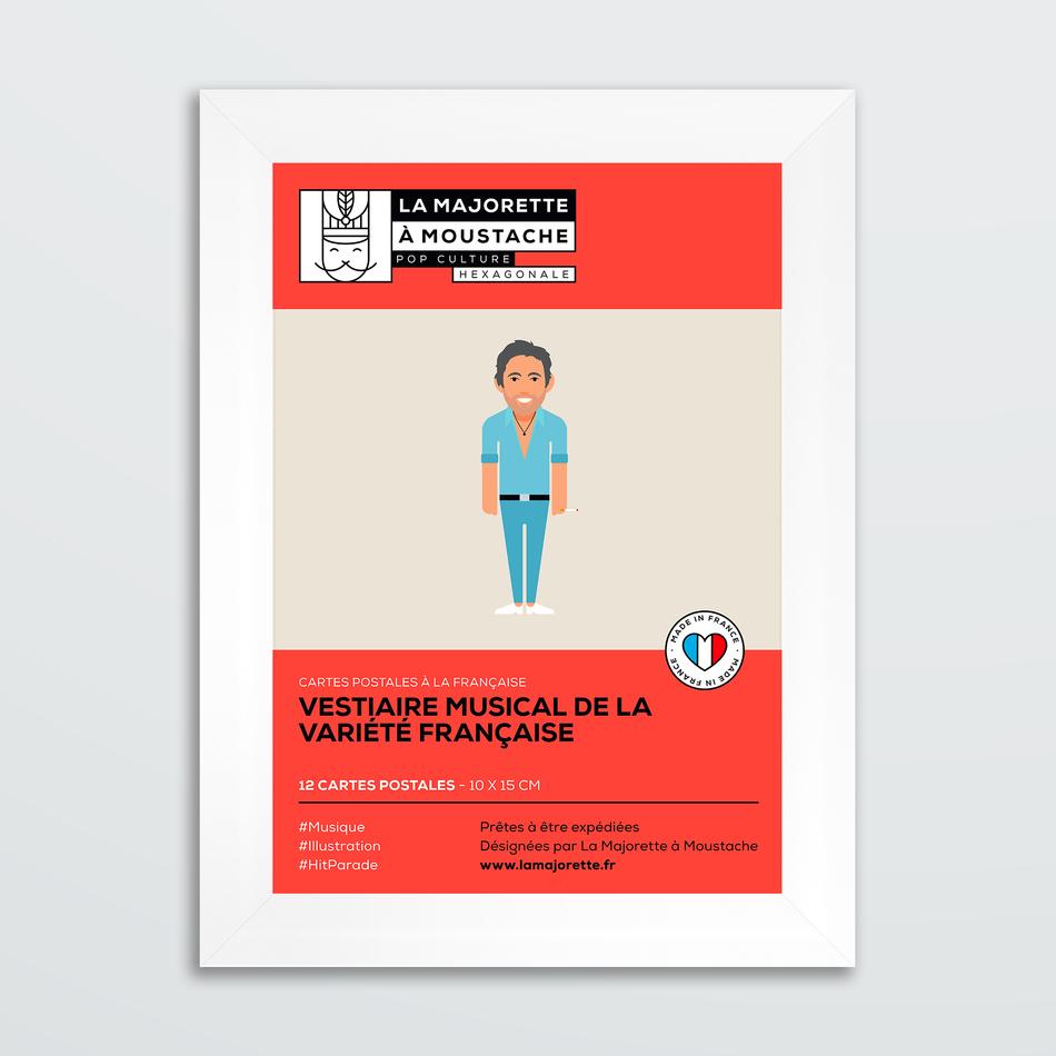 la maison de l'ambre Etui 12 cartes postales - Vestiaire musical de la variété française