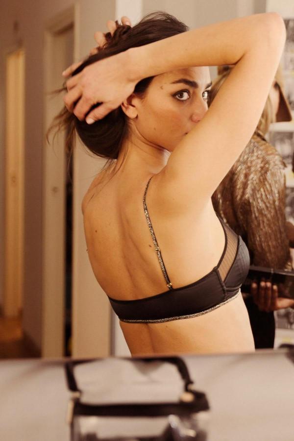La Nouvelle Brassière Madonna Satin Caviar / Plumetis Caviar