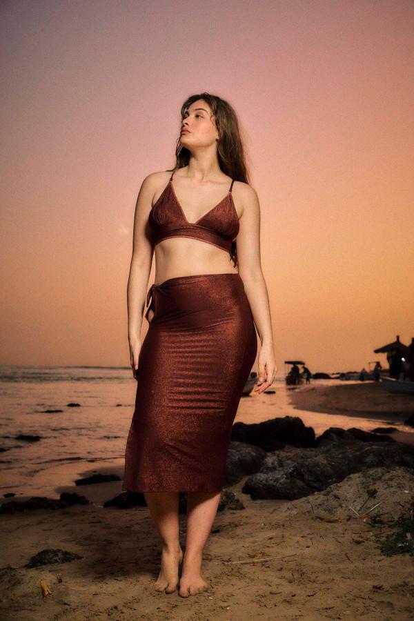 La Nouvelle Jupe Sarong Toffee Lurex