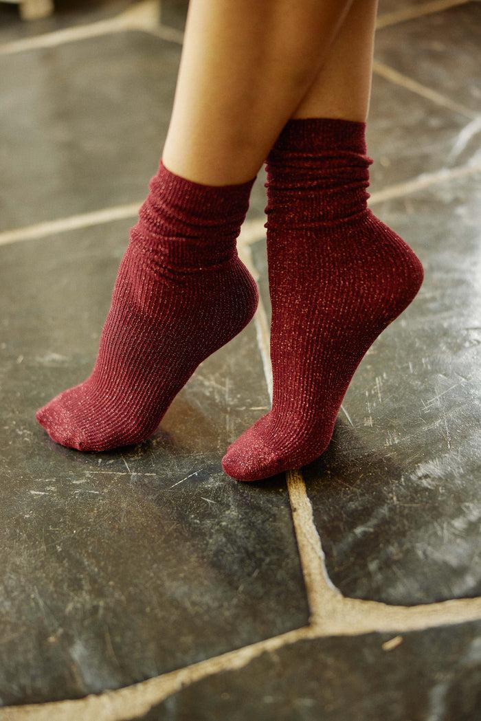 La Petite étoile Chaussettes Pailletées Sparkle - Bordeaux/Camel/Marine
