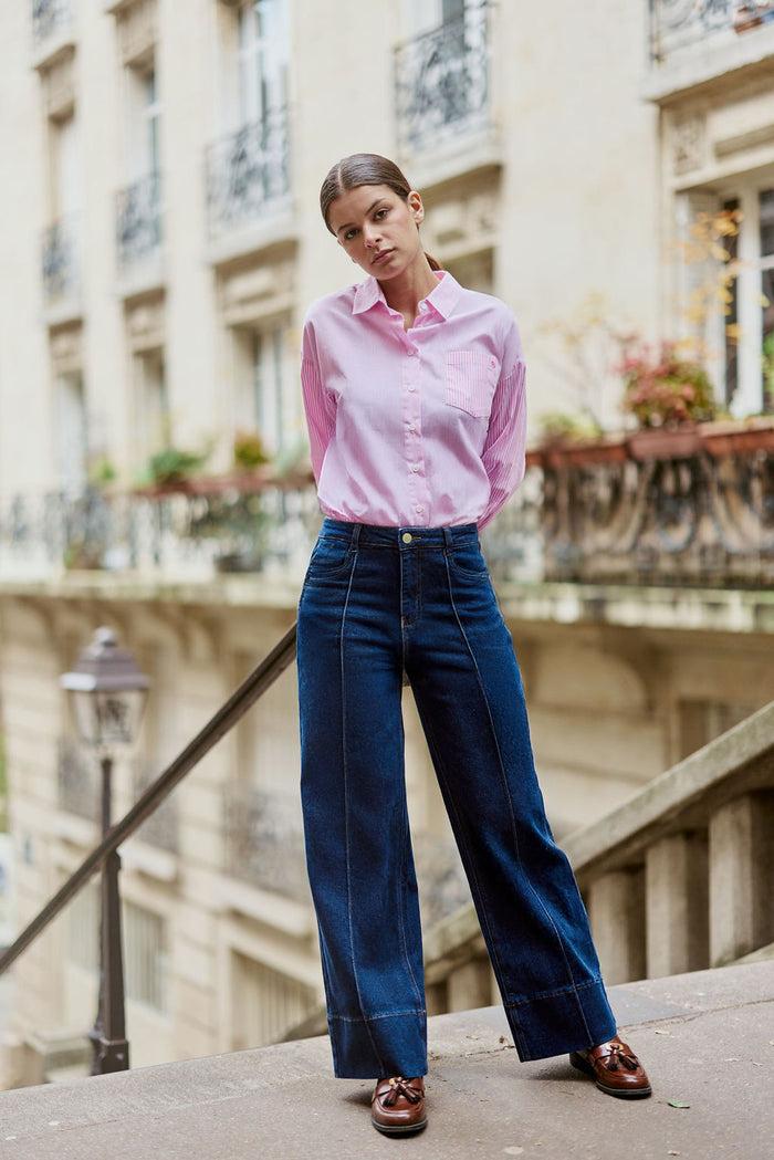 La Petite étoile Chemise à Rayures Rose/blanc - Coralia