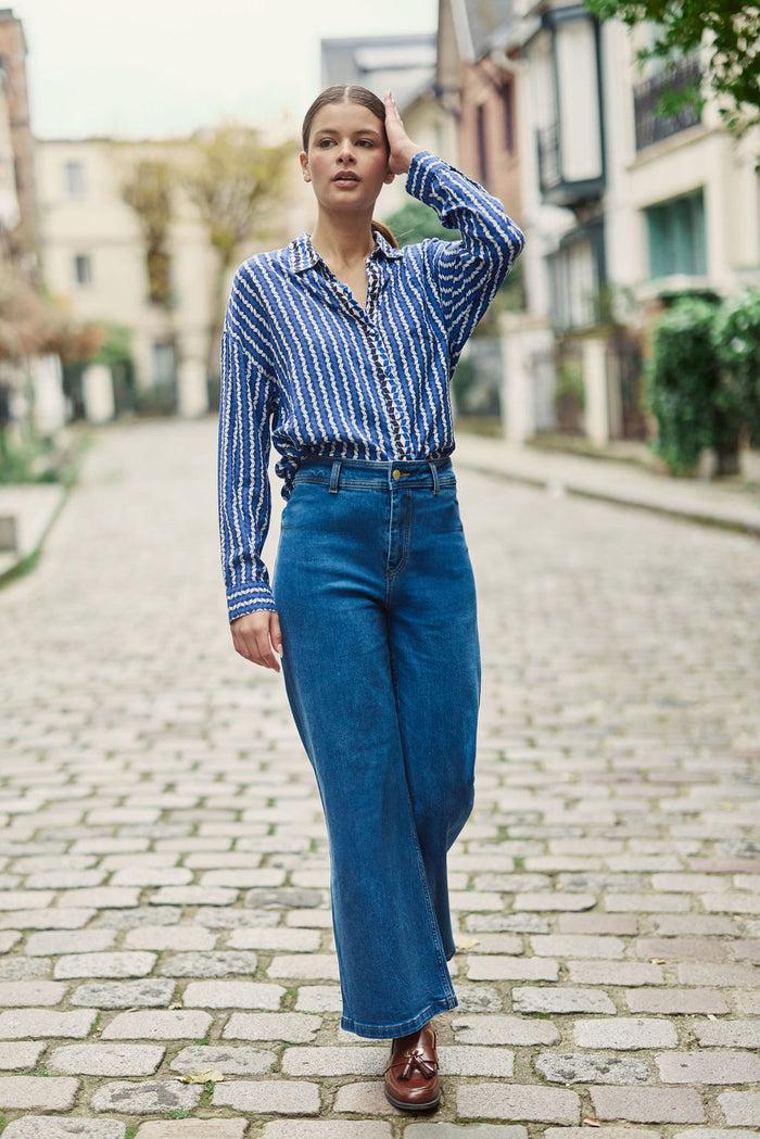 La Petite étoile Chemise Imprimé Graphique Bleu - Chanice