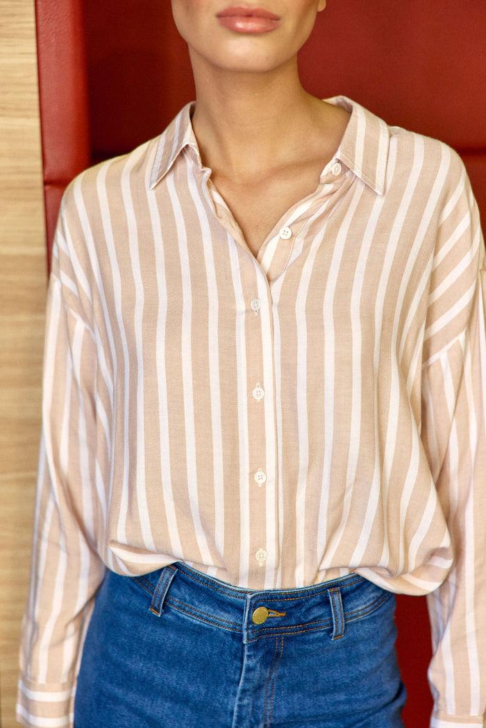La Petite étoile Chemisier à Rayures Beige/écru - Clara