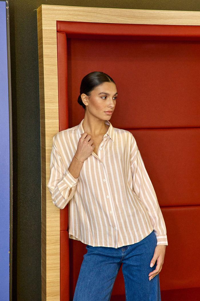 la petite étoile Chemisier à rayures beige/écru - Clara