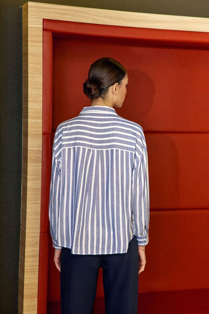 La Petite étoile Chemisier à Rayures Bleu/écru - Clara