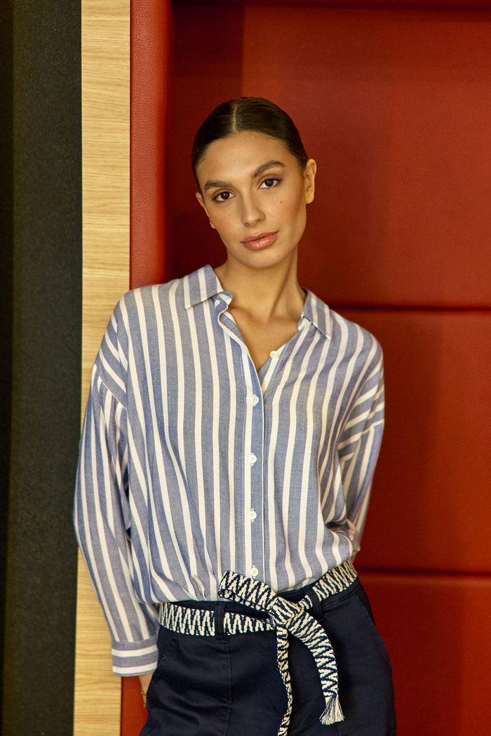 La Petite étoile Chemisier à Rayures Bleu/écru - Clara