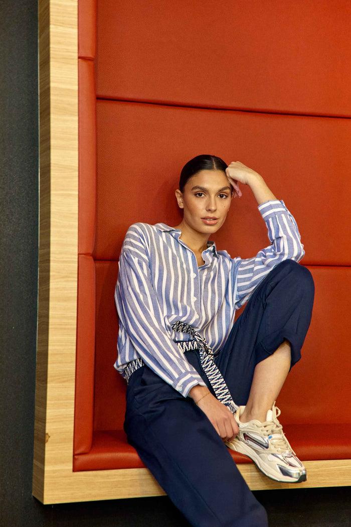 La Petite étoile Chemisier à Rayures Bleu/écru - Clara