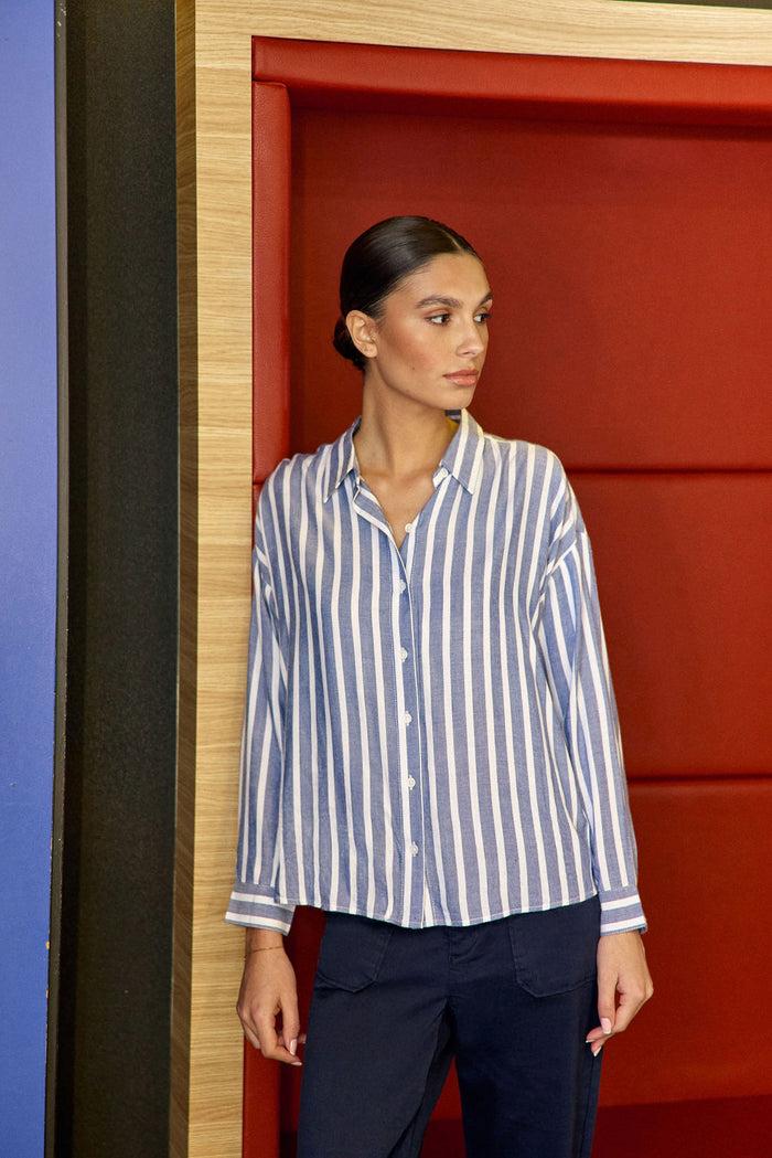 la petite étoile Chemisier à rayures bleu/écru - Clara
