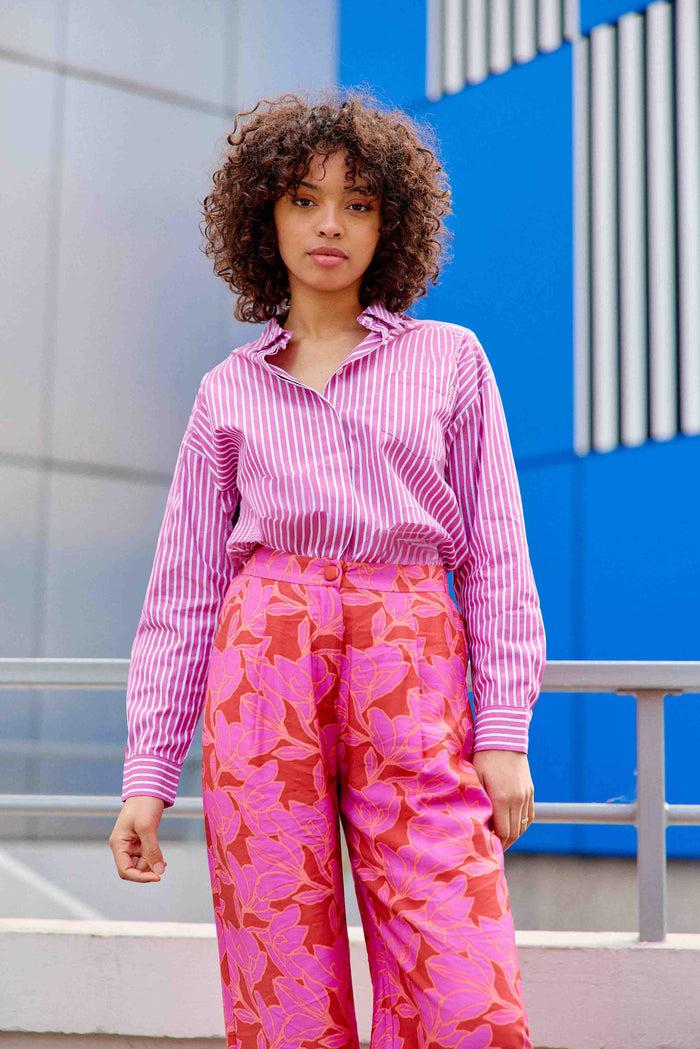 La Petite étoile Chemisier à Rayures Fuchsia/écru - Clony