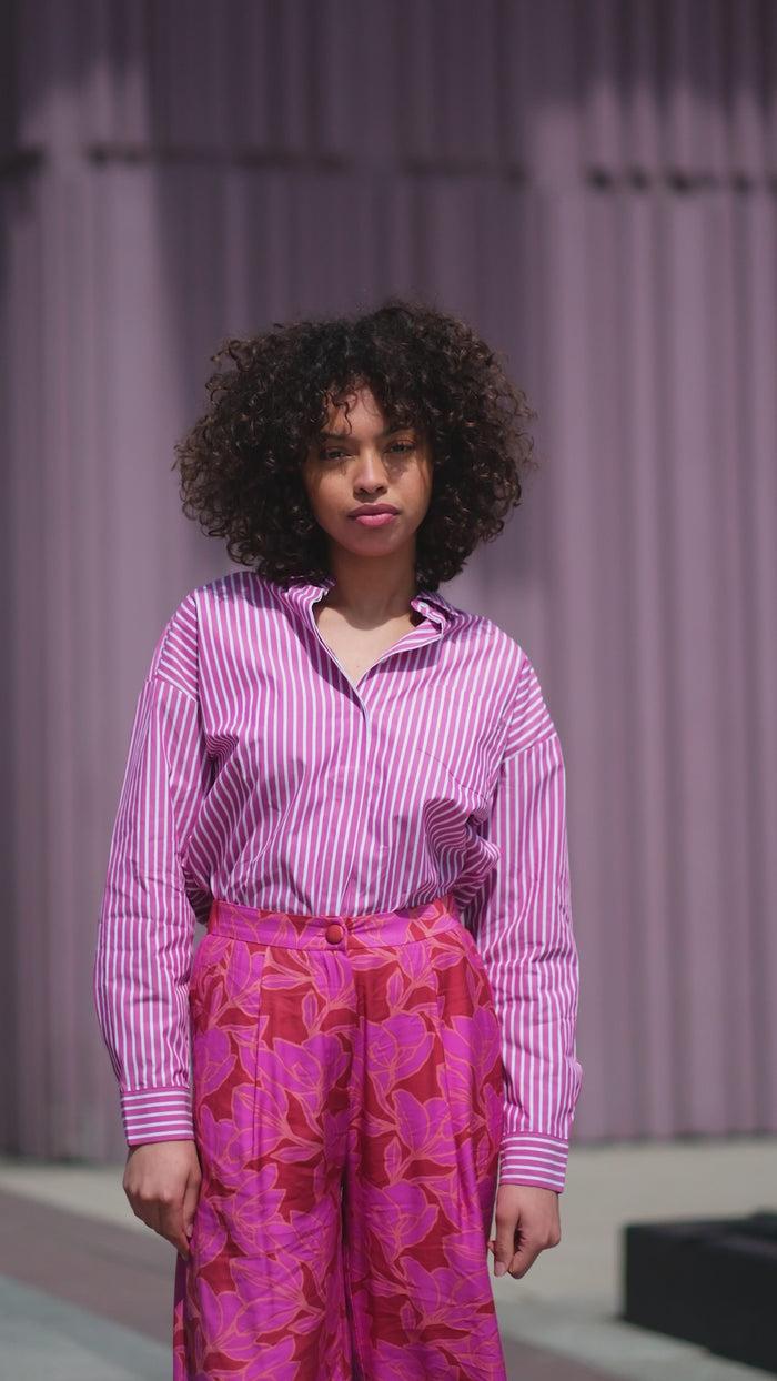 La Petite étoile Chemisier à Rayures Fuchsia/écru - Clony