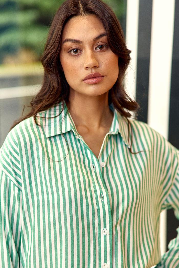 La Petite étoile Chemisier à Rayures Vert/écru - Clara