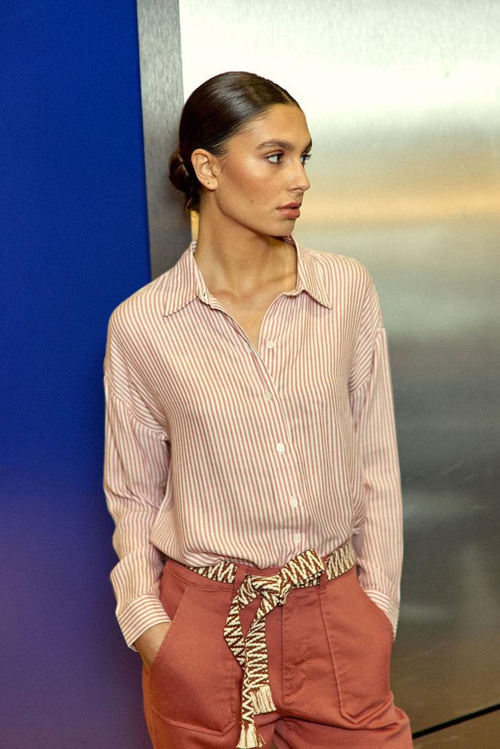 La Petite étoile Chemisier à Rayures Vieux Rose/écru - Clara