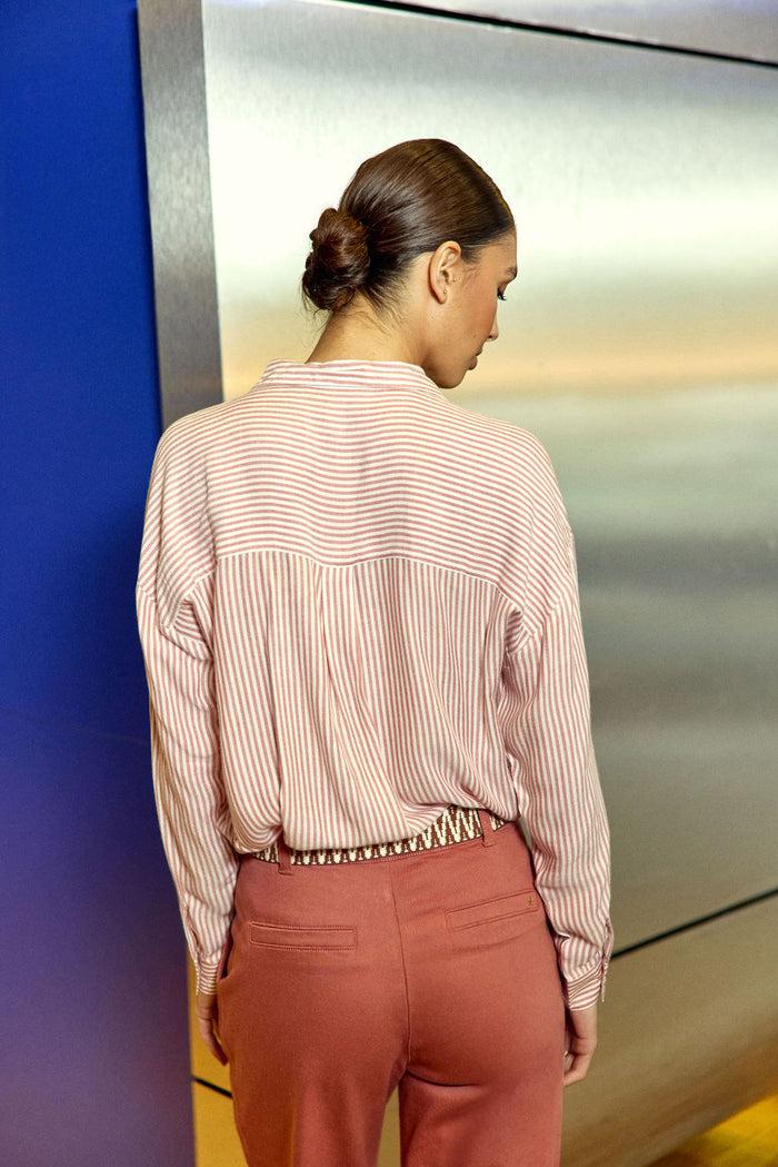La Petite étoile Chemisier à Rayures Vieux Rose/écru - Clara