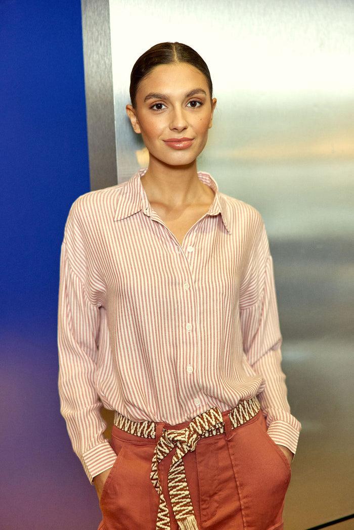 La Petite étoile Chemisier à Rayures Vieux Rose/écru - Clara