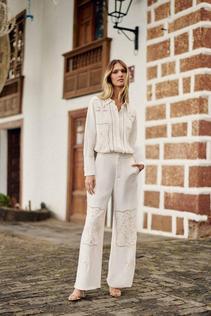 La Petite étoile Chemisier Droit Ajouré Ivoire - Claudie