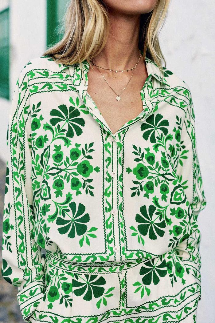 la petite étoile Chemisier droit imprimé vert - Chani