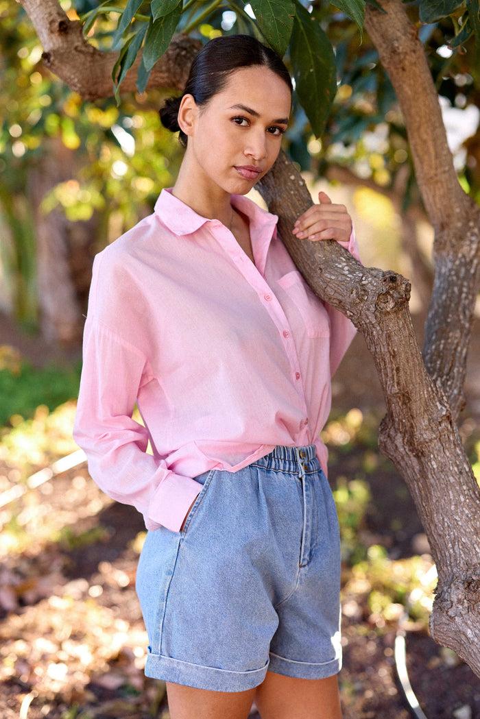 La Petite étoile Chemisier Droit Rose Clair - Coralia