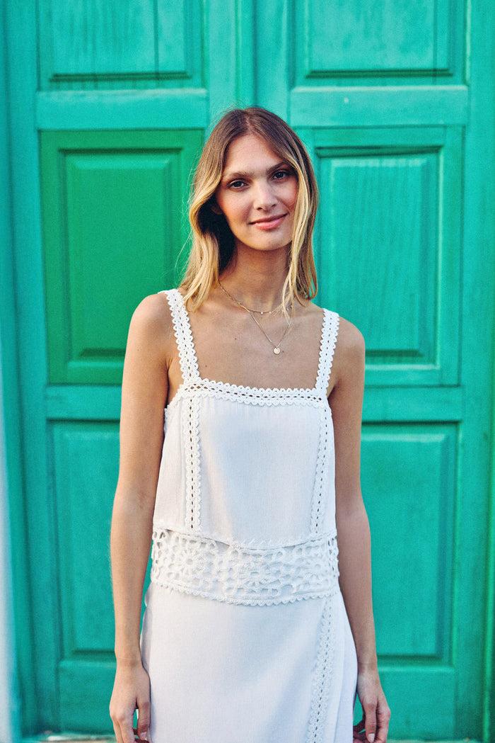 La Petite étoile Débardeur Avec Détails Crochet Blanc - Dua