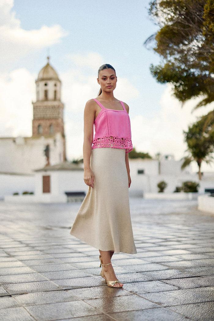 La Petite étoile Débardeur Avec Détails Crochet Rose - Dua