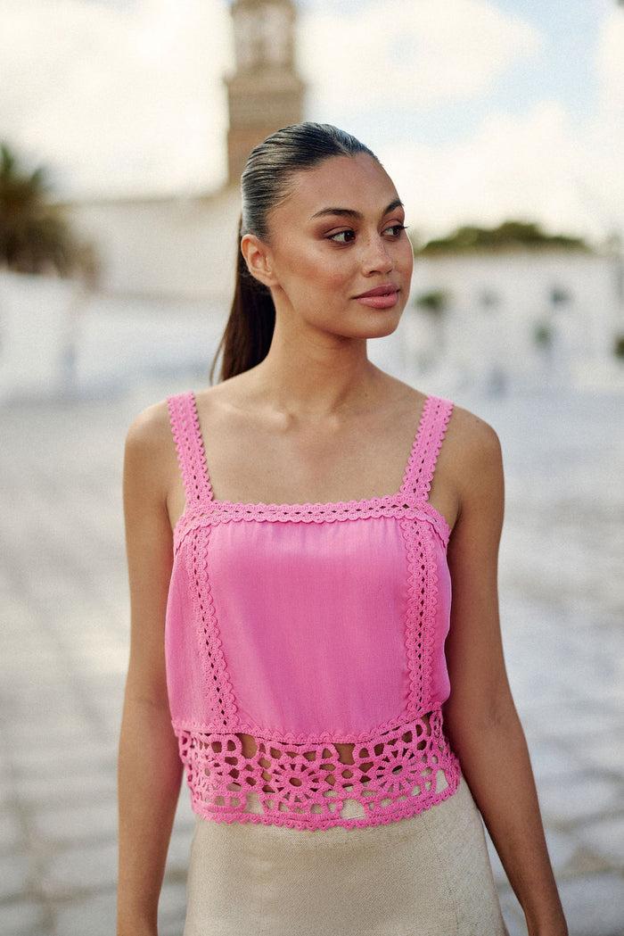 la petite étoile Débardeur avec détails crochet rose - Dua