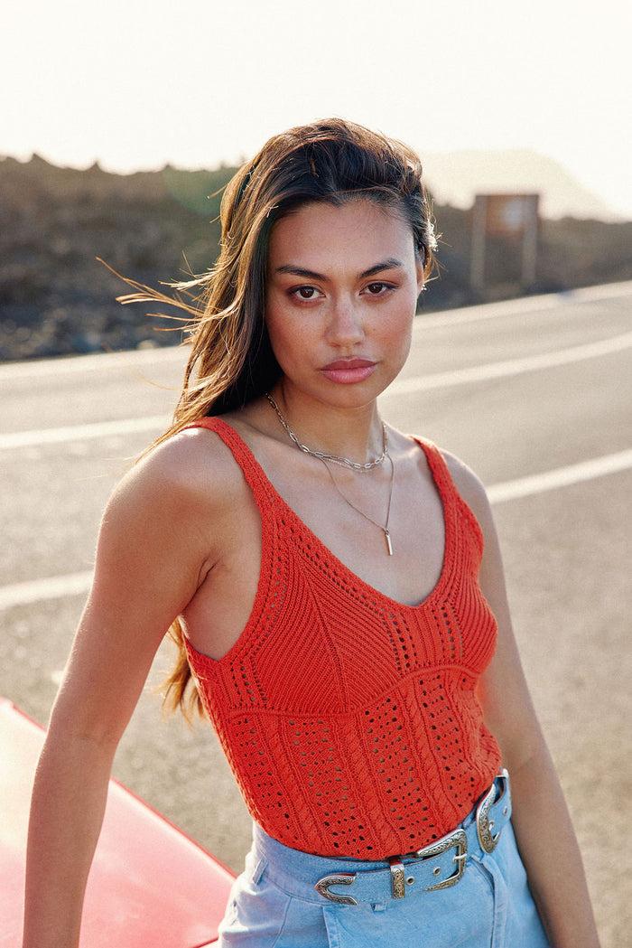 La Petite étoile Débardeur Fines Bretelles Orange - Dune