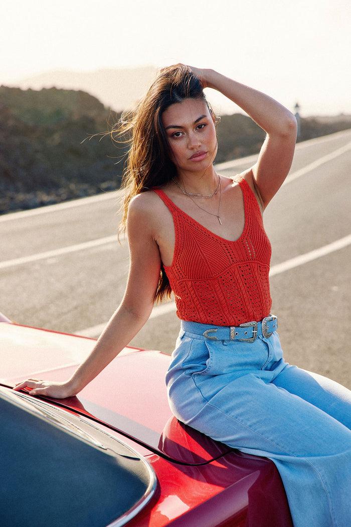 La Petite étoile Débardeur Fines Bretelles Orange - Dune