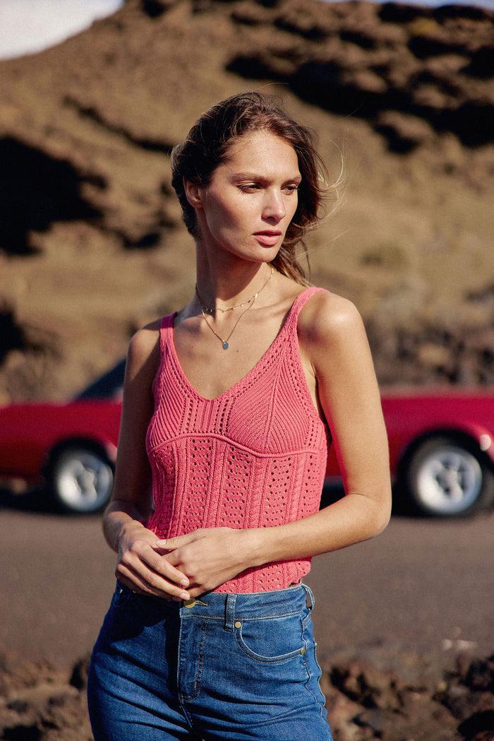 la petite étoile Débardeur fines bretelles rose - Dune