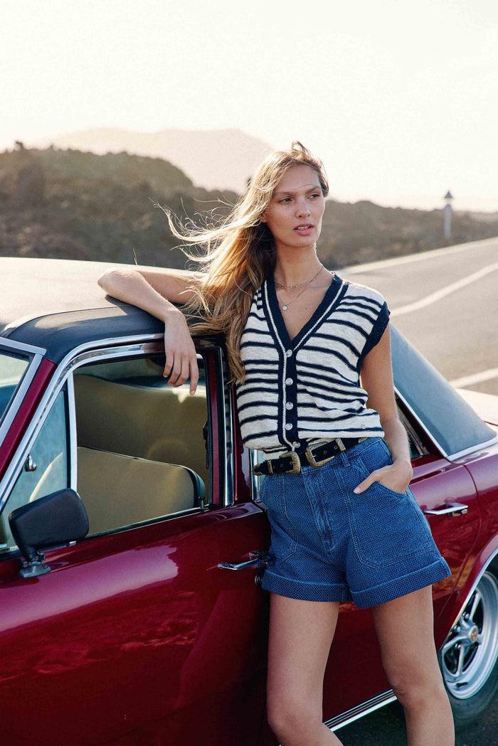 La Petite étoile Gilet Sans Manches Blanc/marine - Meera