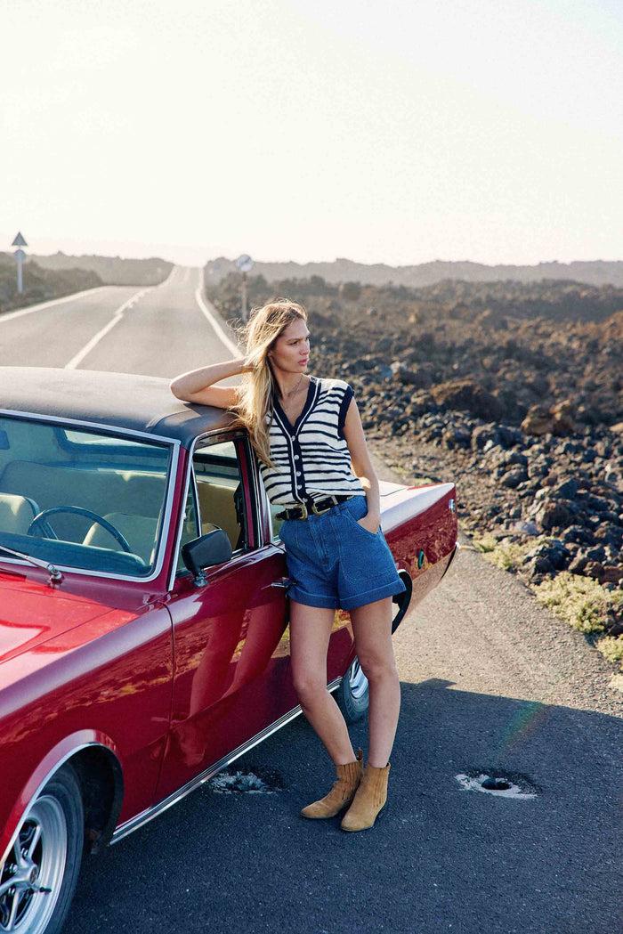 La Petite étoile Gilet Sans Manches Blanc/marine - Meera