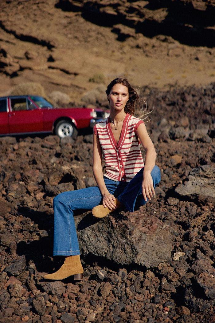 La Petite étoile Gilet Sans Manches Blanc/rose - Meera