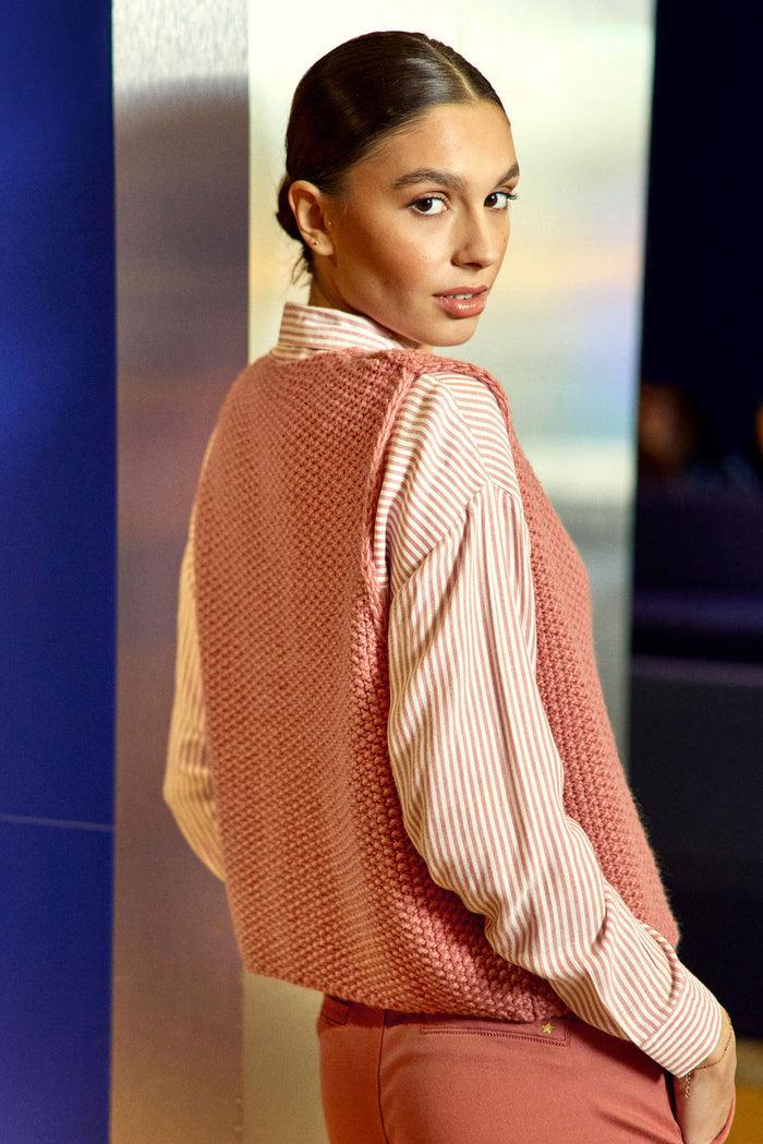 La Petite étoile Gilet Sans Manches Vieux Rose - Crea