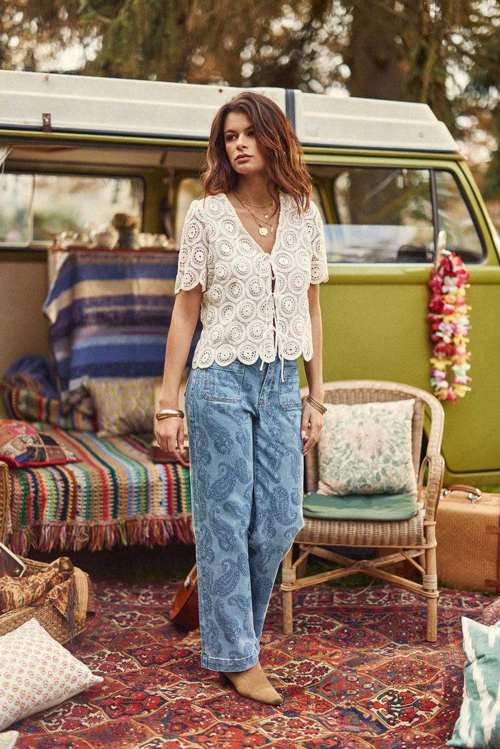 la petite étoile Jean flare imprimé cachemire - Atlanty